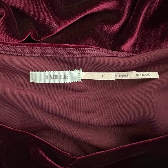 Kimchi Blue Velvet Short Sleeve Dress | Size L - Picture 4 of 6